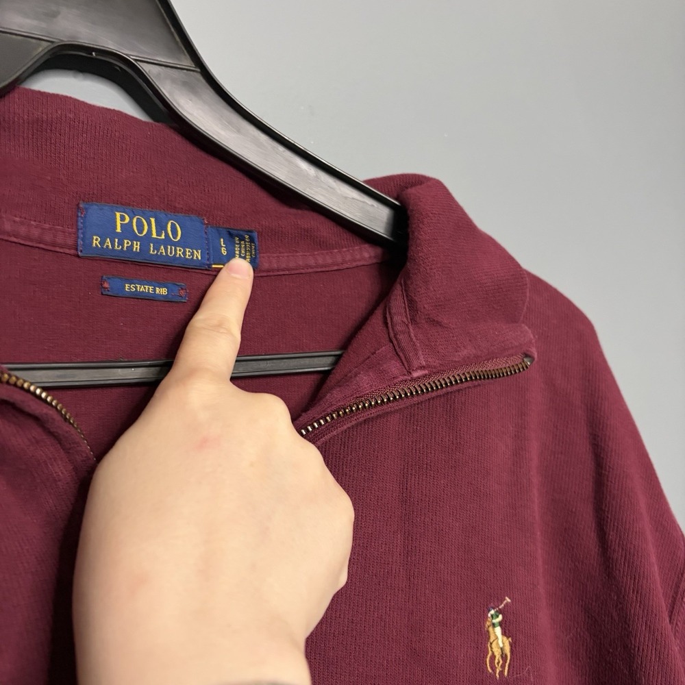 Polo Ralph Lauren Estate Rib Long Sleeve 1/4 Half Zip Sweater Pony Red Mens L - Picture 4 of 8